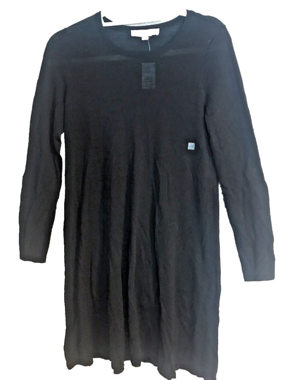Loft XXS Black Semi Sheer Minimalist Knit Sweater Dress Wool Blend NWT.   G